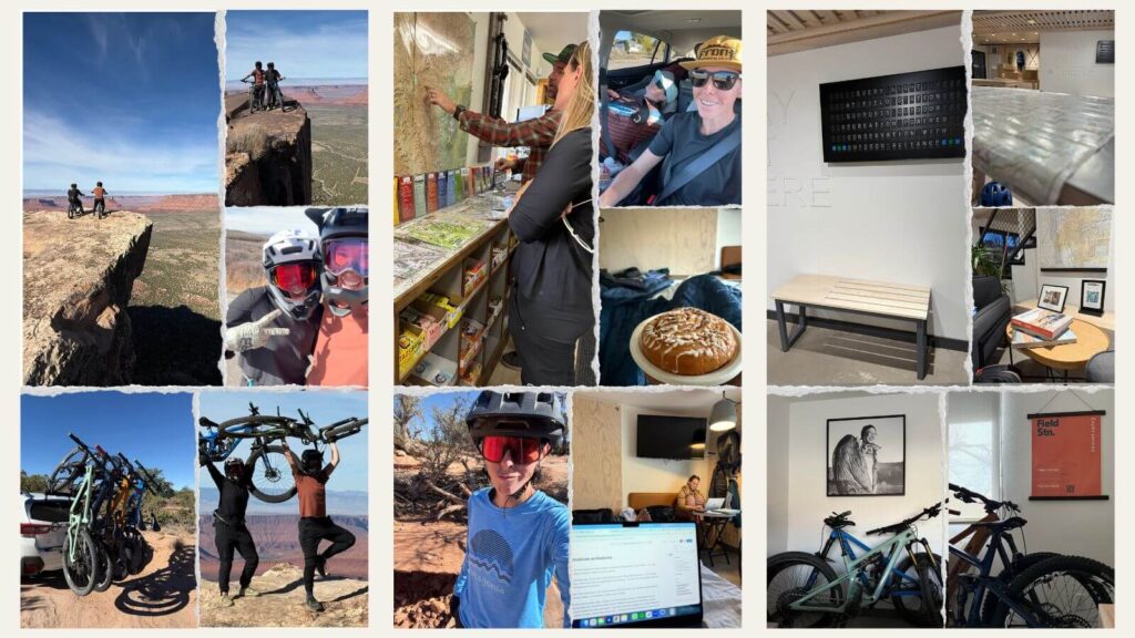 Kenzie and Malee mountain biking the Raptor Route in Moab, Utah — part of a late-October micro adventure exploring UPS, Raptor, and Bull Run.